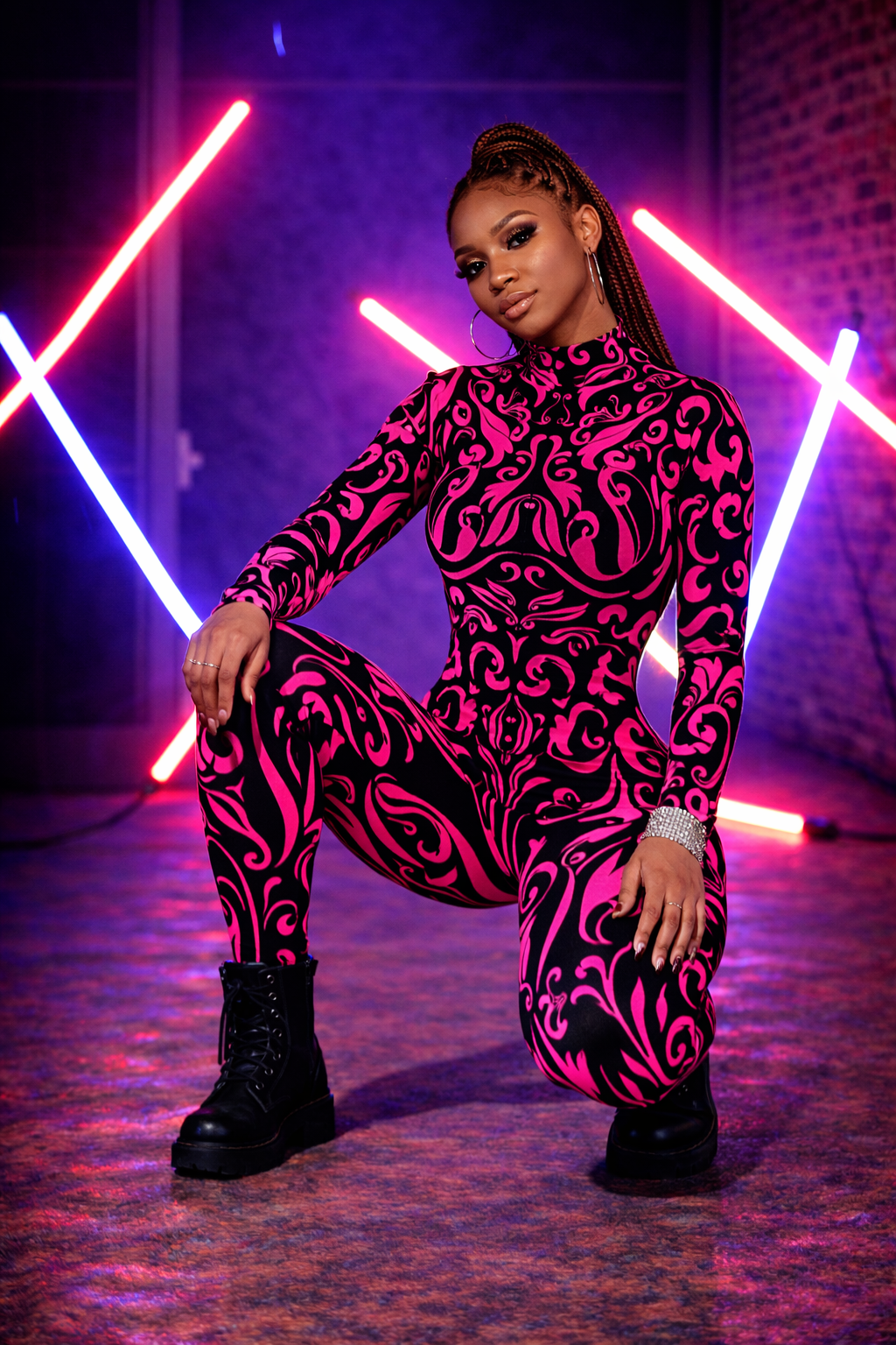 Frisson Neon Noir Catsuit