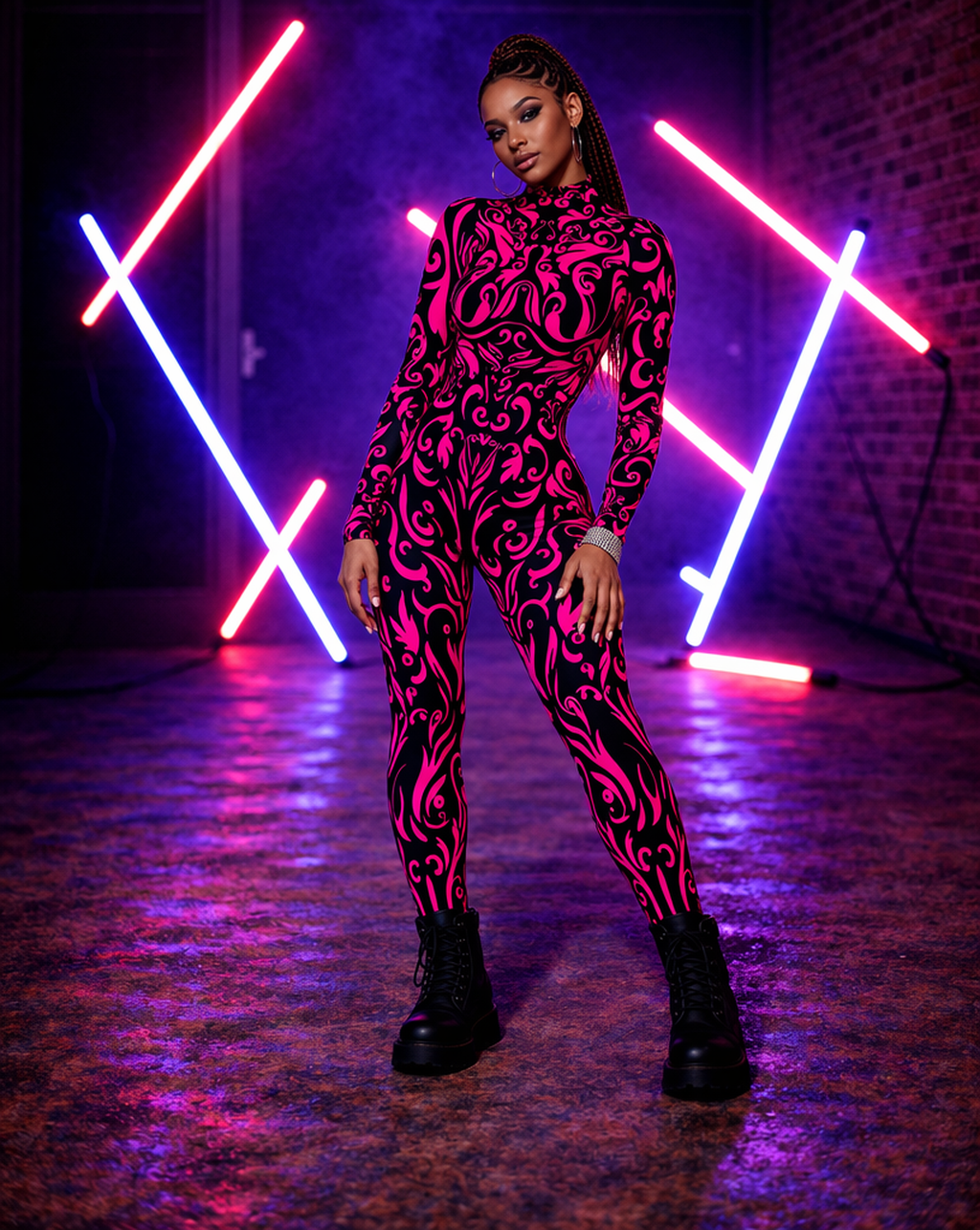 Frisson Neon Noir Catsuit