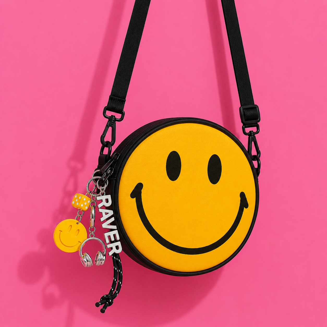 Frisson Yellow Smiley Charm Bag