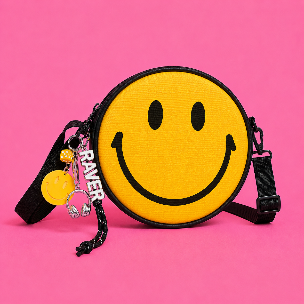 Frisson Yellow Smiley Charm Bag