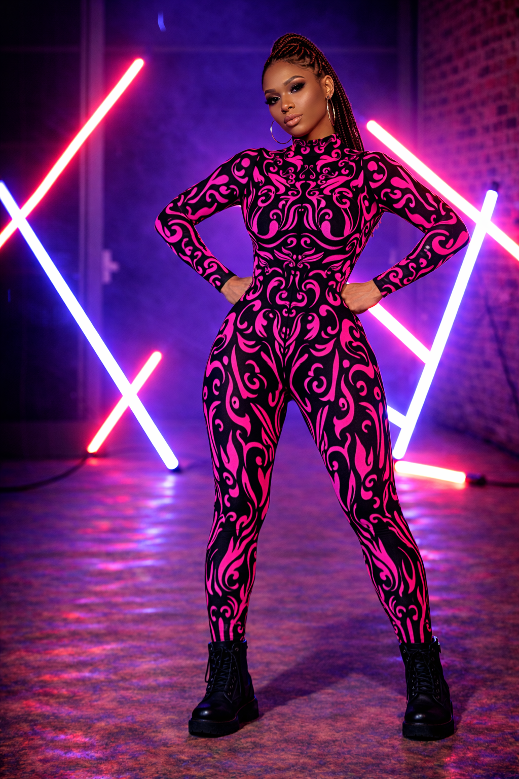 Frisson Neon Noir Catsuit