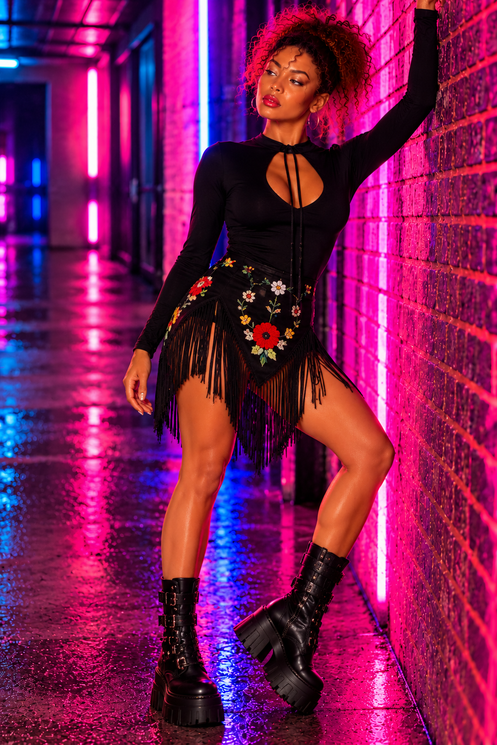 Frisson Wildflower Riot Fringe Skirt