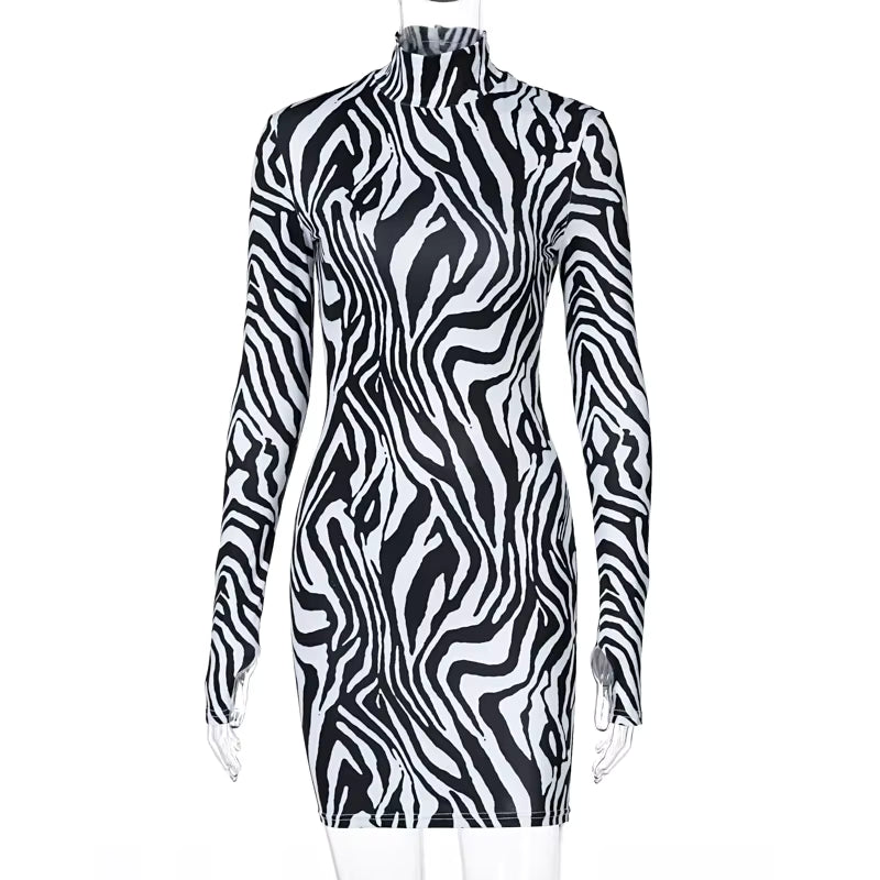 Frisson Afterhours Zebra Club Mini Dress