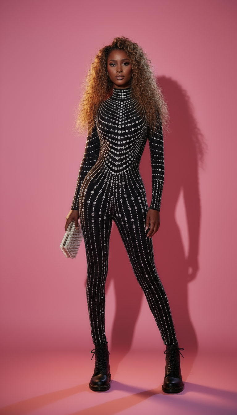 Glamorous jumpsuit lifestyle photo