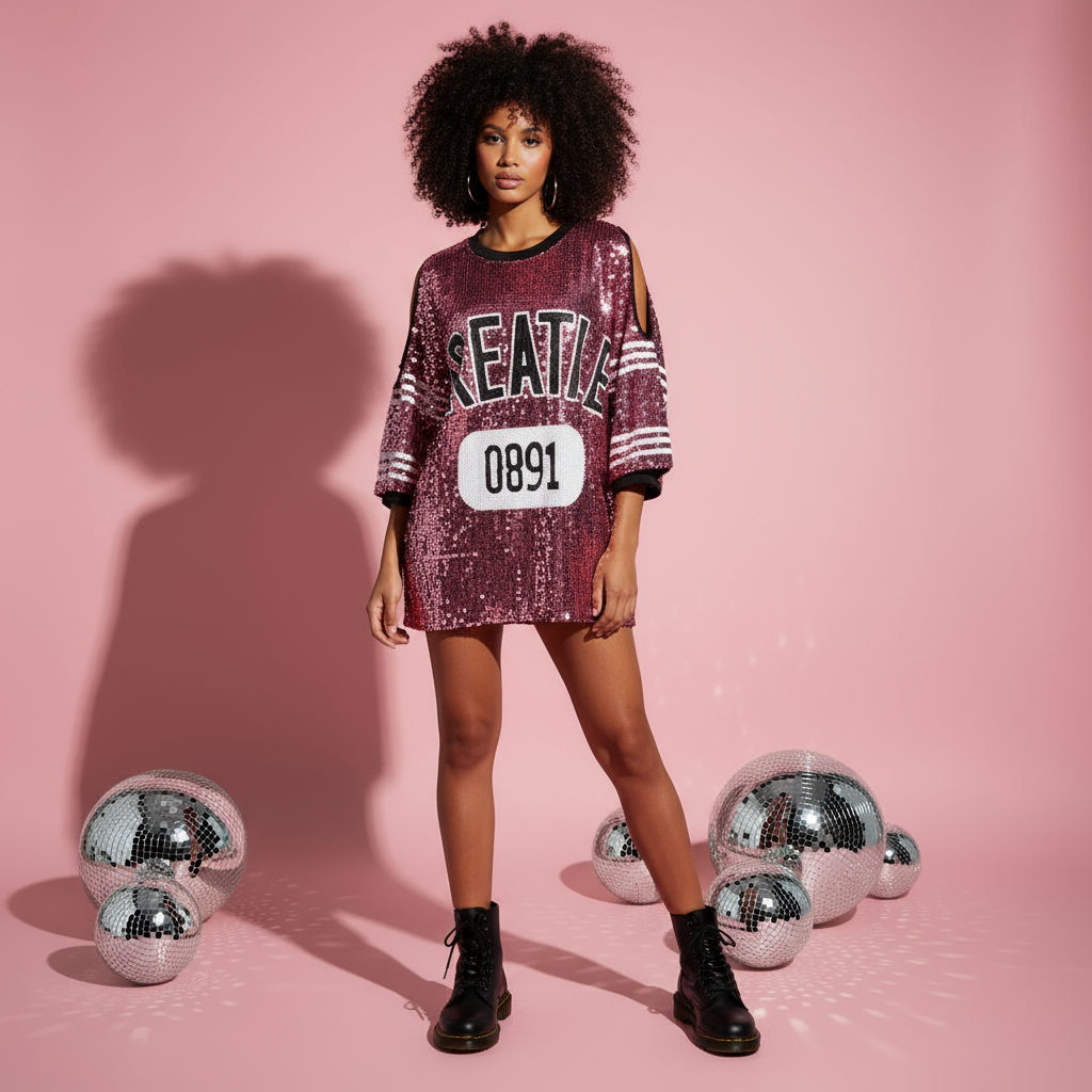 Model with afro hair - Frisson Breakout with bare legs